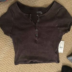 XS Black Pacsun baby tee with buttons